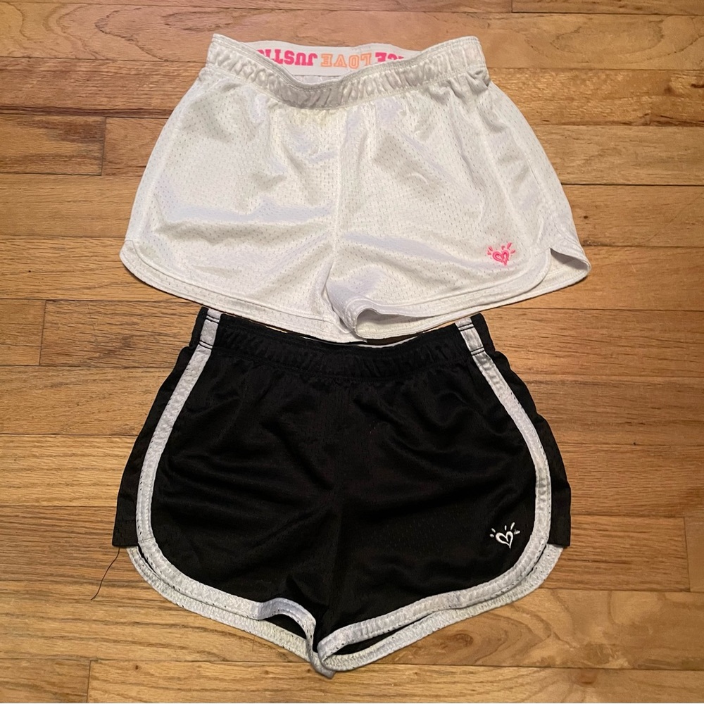 NEW girls Justice athletic shorts black white size 8